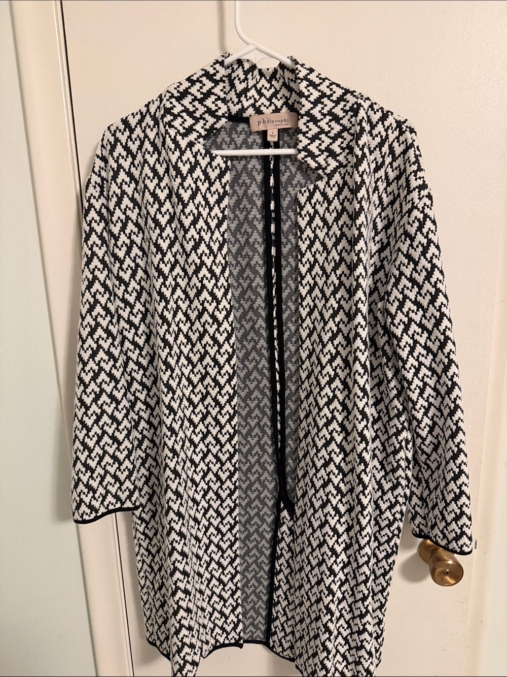 Philosophy Black & White Geometric Open Cardigan